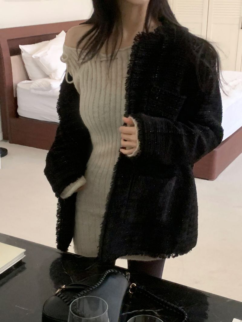 IF classic oversized tweed quilted jacket