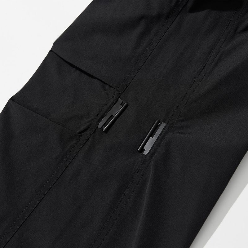 Poly Cotton RIB Buckle Pants - BLACK