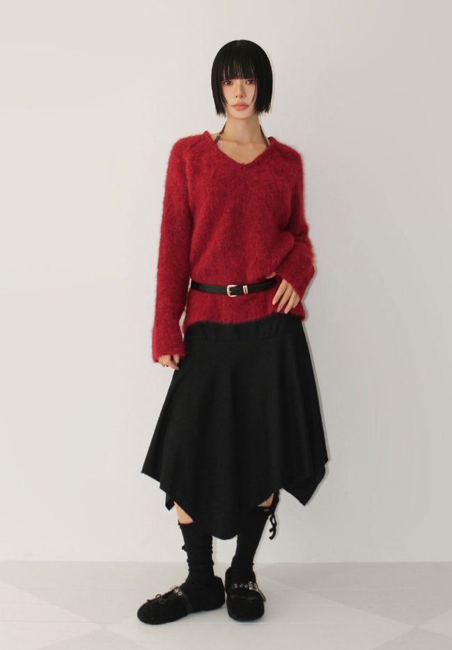 (WOOL) BLUSH V-NECK KNIT