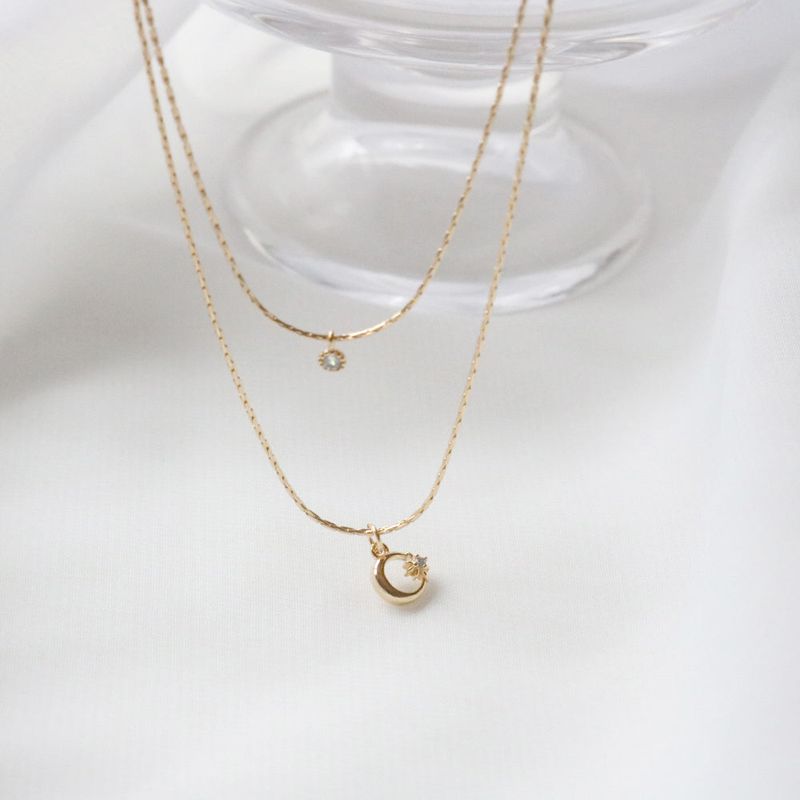 Layered simple moon necklace