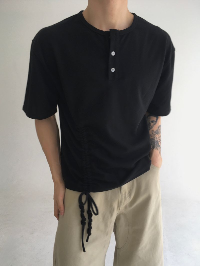 rope henley neck short sleeve(2colors)