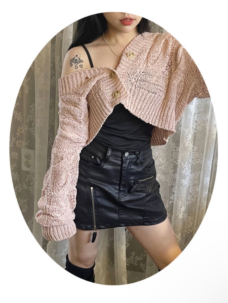 leather rock chic zipper skirt