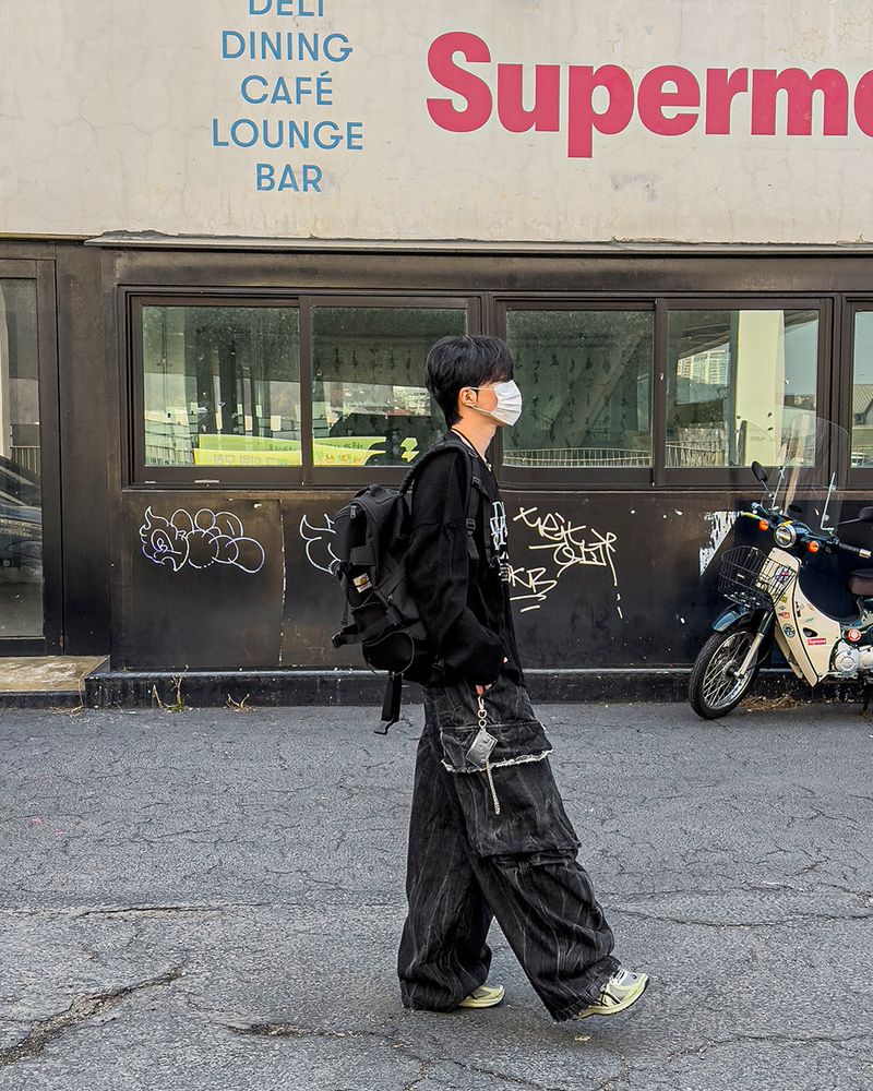 Fringe Balloon Cargo Denim Pants