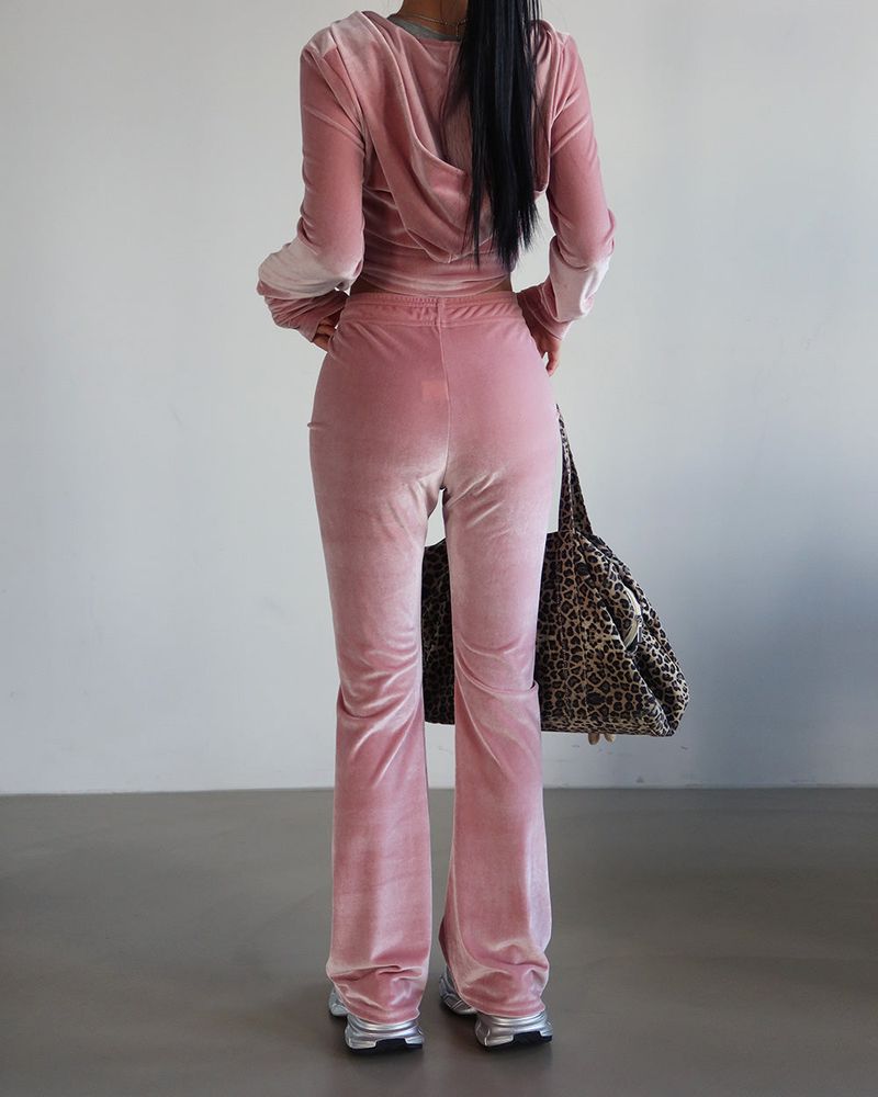Velvet Slim Two-Piece Sweat Suit Set