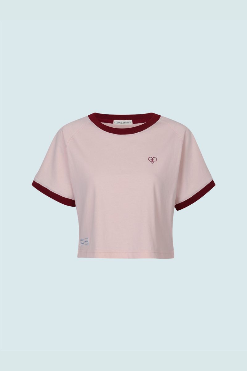 ETERNAL EMOTION(エターナルエモーション)の「CONTRAST REGLAN CROP T-SHIRT (PINK)(Tops)」