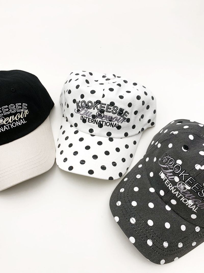 vintage washing dot ball cap (White)