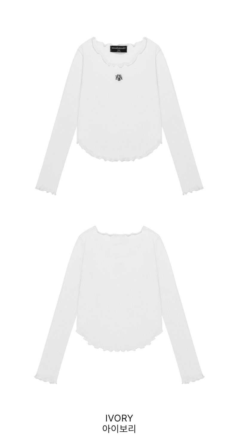 STITCH FRILL U-NECK LONG SLEEVE
