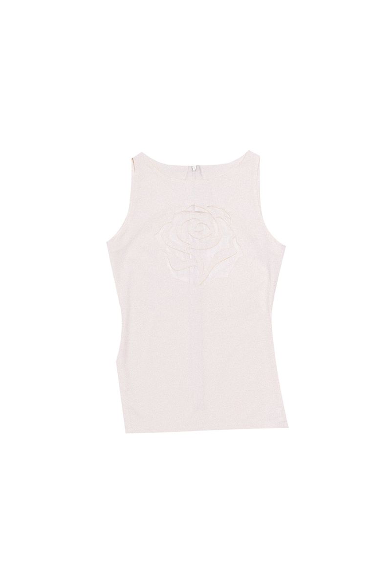 ROSE-SHAPED HEART SLEVELESS #IVORY