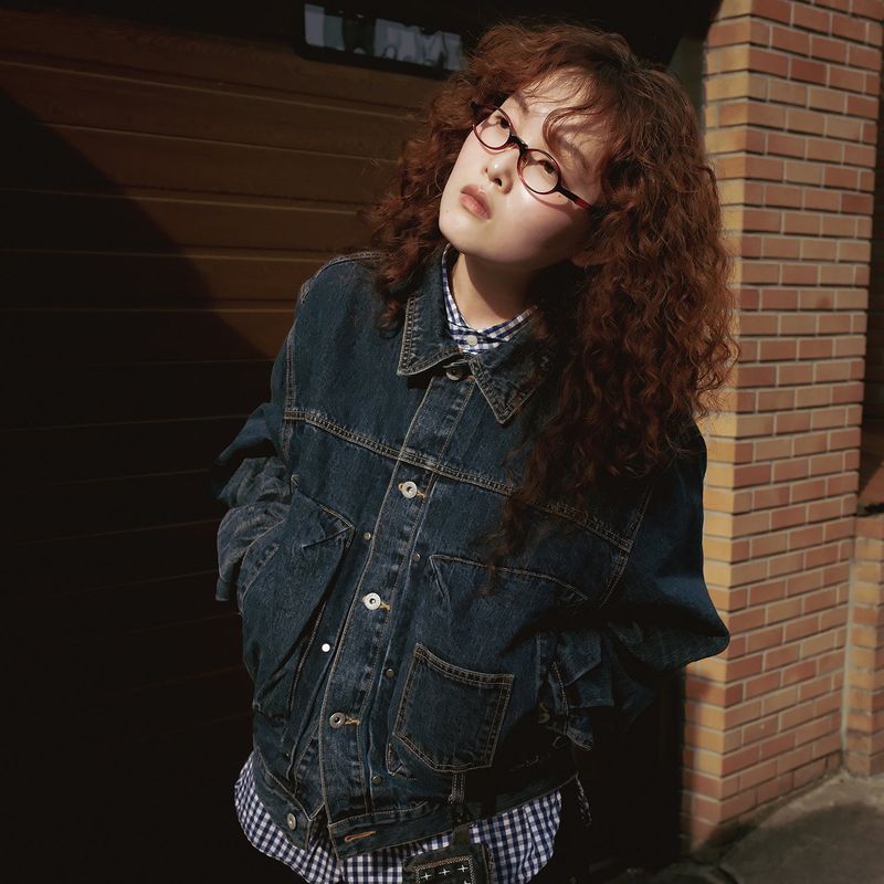 Bleach dyeing trucker jacket / Vintage indigo