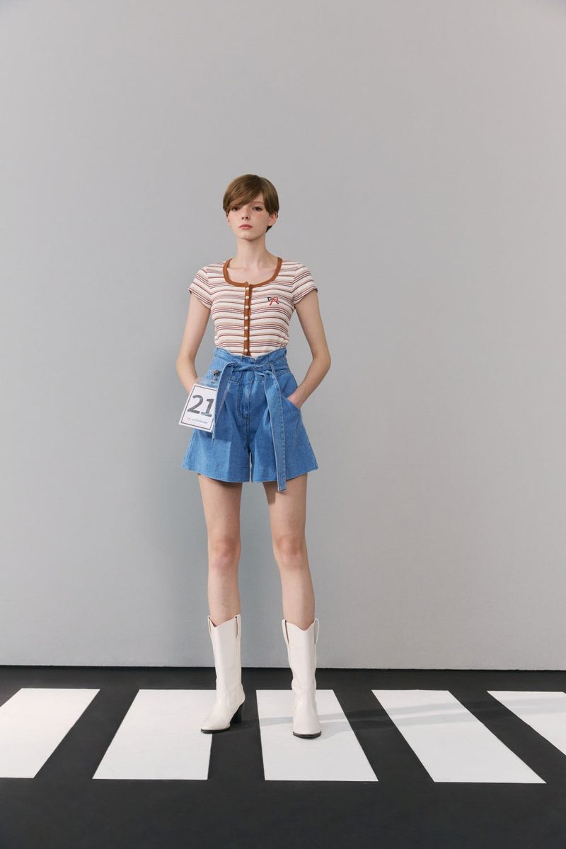 ROMANCHIC(ロマンシック)の「Stripe T-shirt(Tops)」