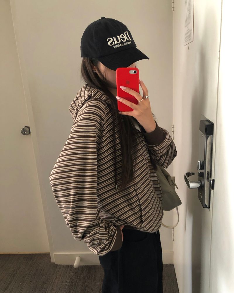 [ORIGINAL] Swing Stripe Oversized Zip-up Hoodie