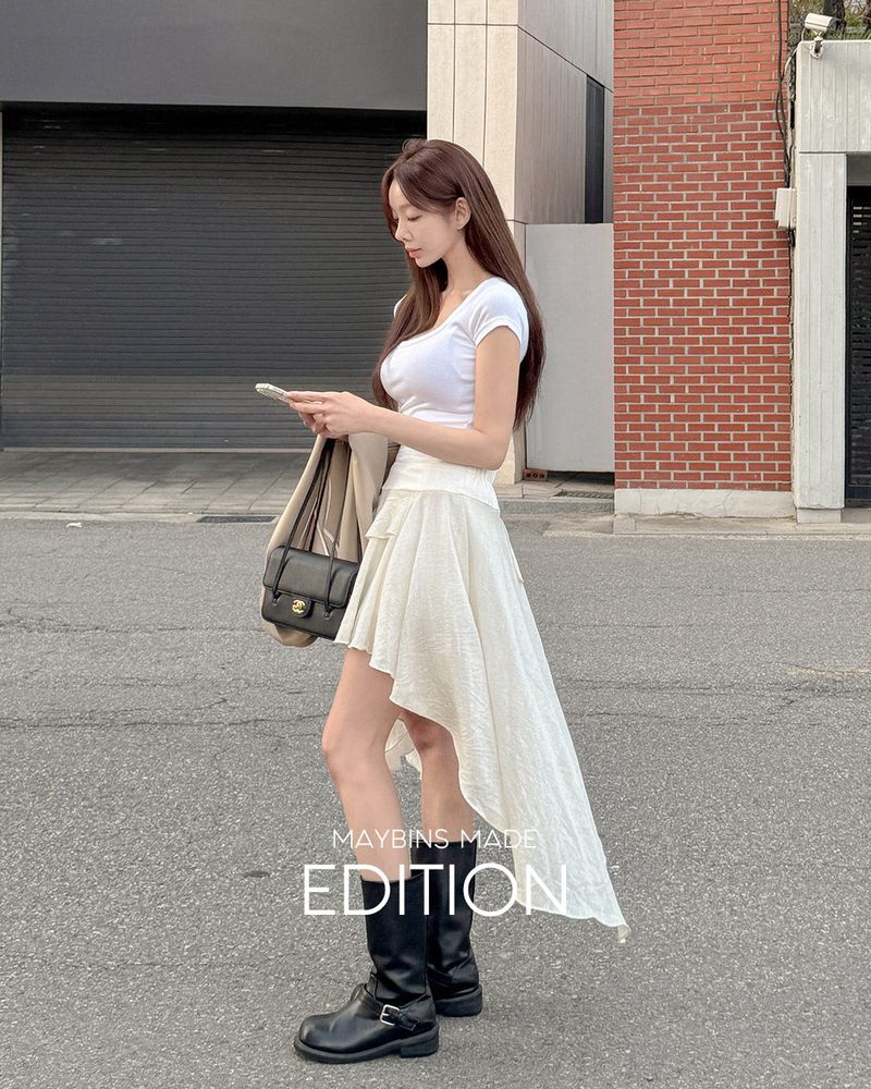 [MADE] Ton linen unbalanced skirt