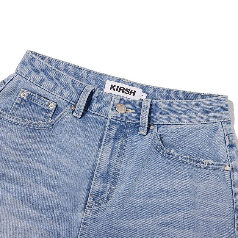 DAMAGE HALF DENIM PANTS [LIGHT BLUE]