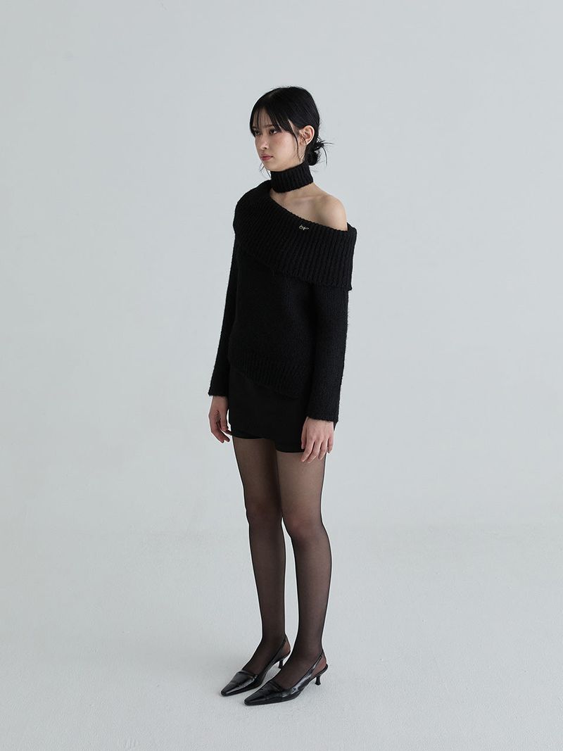 Muffler symbol knit set (Black)