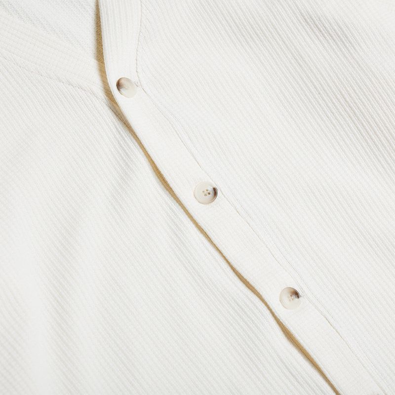 DAMP V-NECK WAFFLE CARDIGAN_IVORY