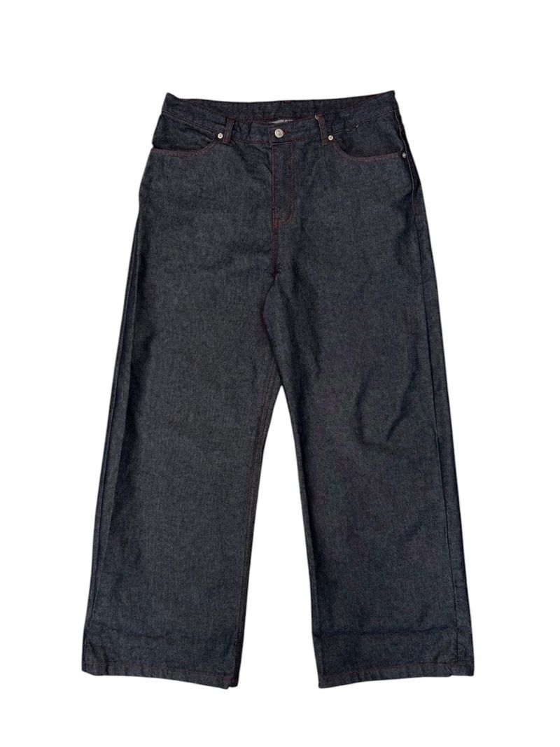 Stitch Cuffing Wide Denim Pants (M, L)