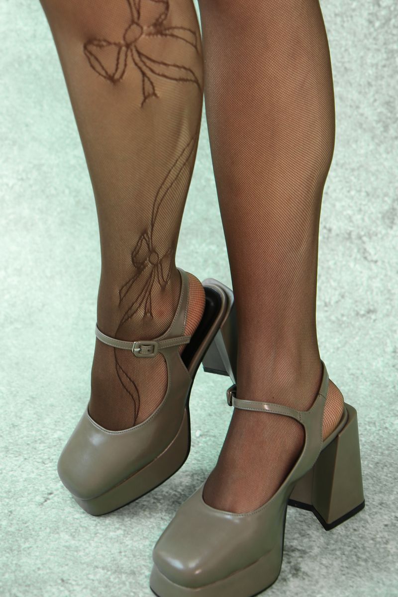 ribbon flow mesh tights (brown)