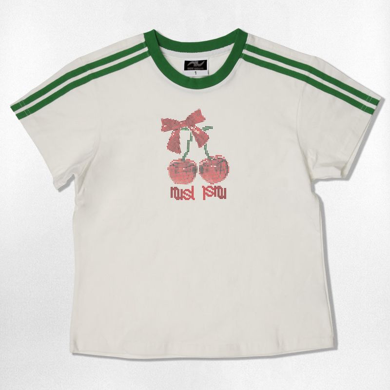 Dot Cherry Semi Crop T-Shirts - 6COLOR