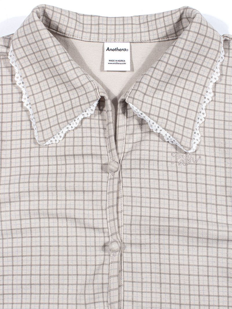 CHECK LACE SLIM SHIRT_Gray
