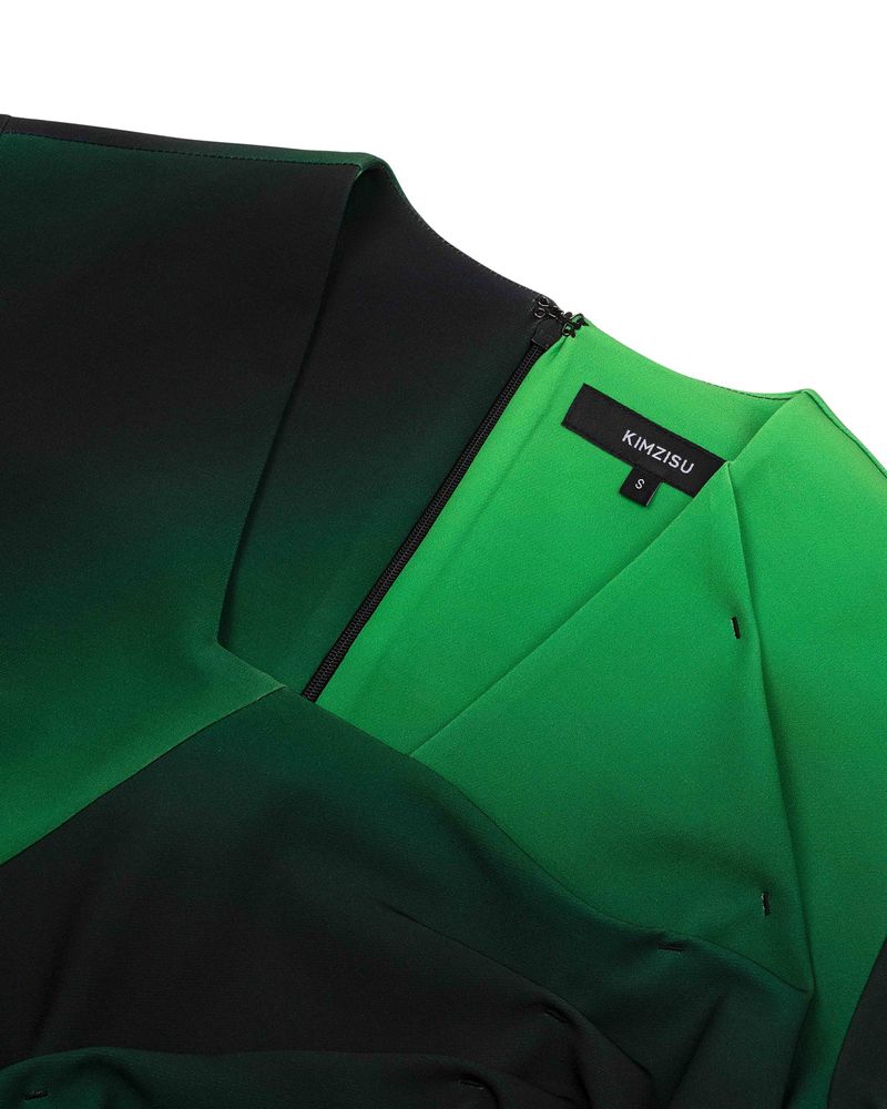 DOZI - Gradient Dress _ Green