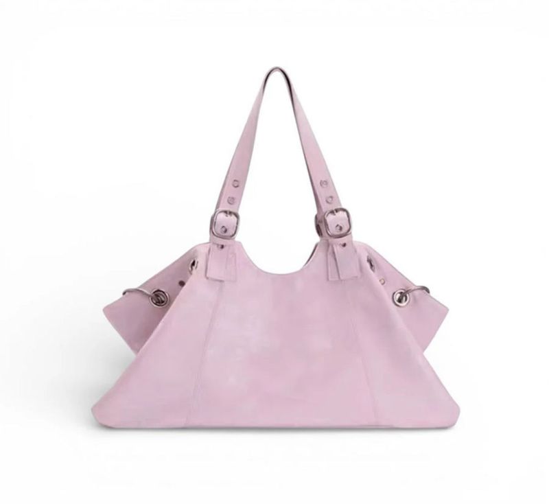GLOSSY SILVER SHOULDER TOTE BAG