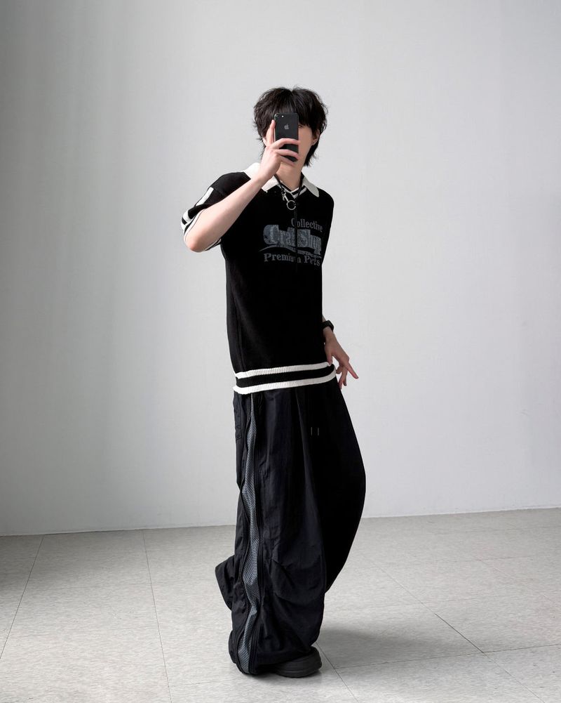 Blif Collar Half Sleeve Knit