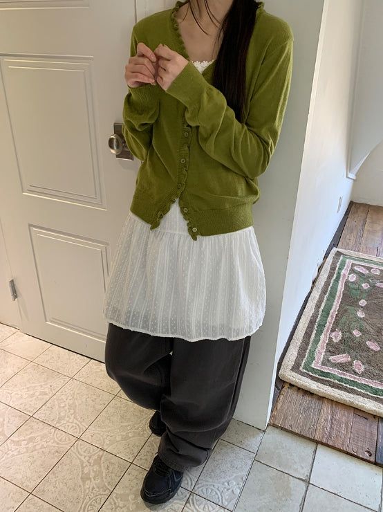 Rico Frill V-Neck Knit Cardigan