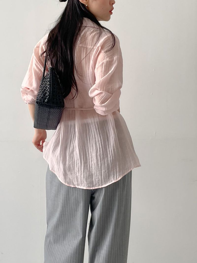 Wrinkle See-through Oversized Shirt