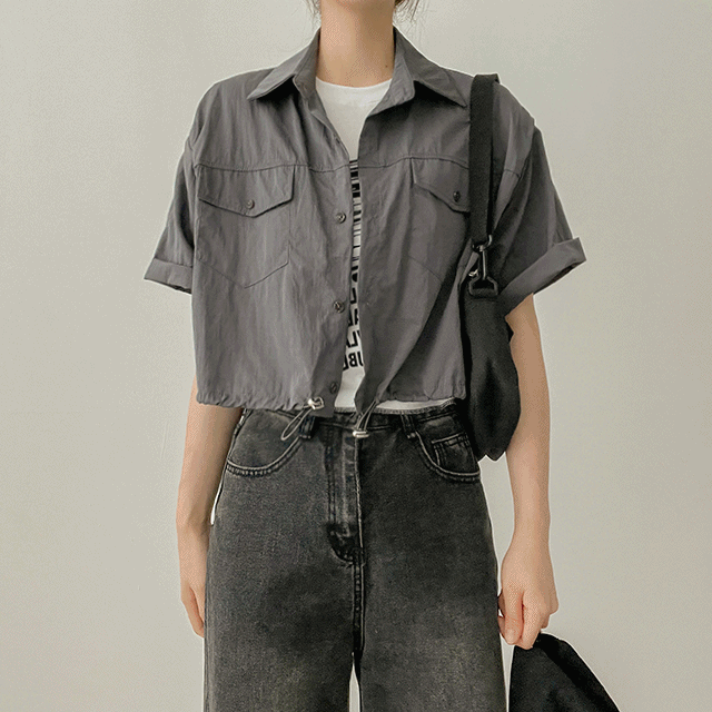 hijjoo(ハイチュー)の「Ribbon roll-up string short-sleeved shirt jacket(Jackets/Outerwear)」