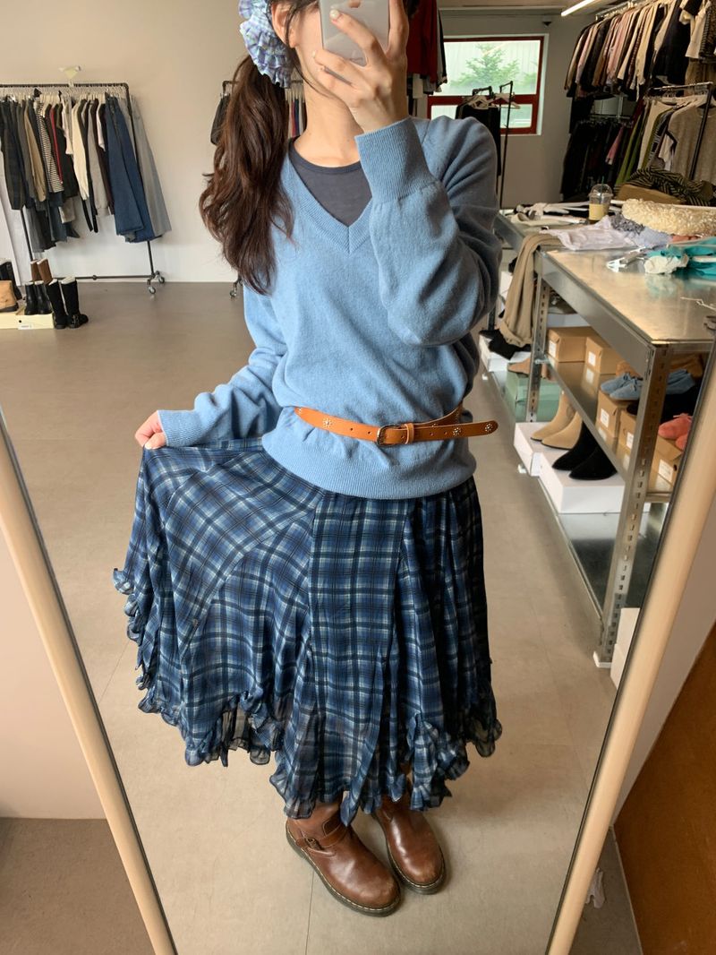 DUGGY（ダギー）の「Plaid check cutout skirt (3color)（Skirts）」