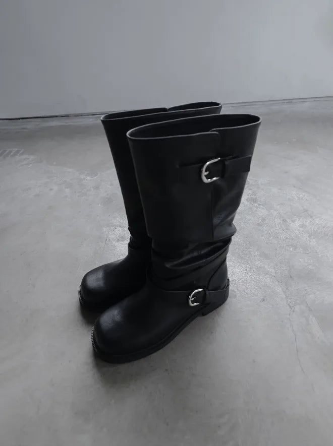 1215 Belt Strap Long Boots (3cm)