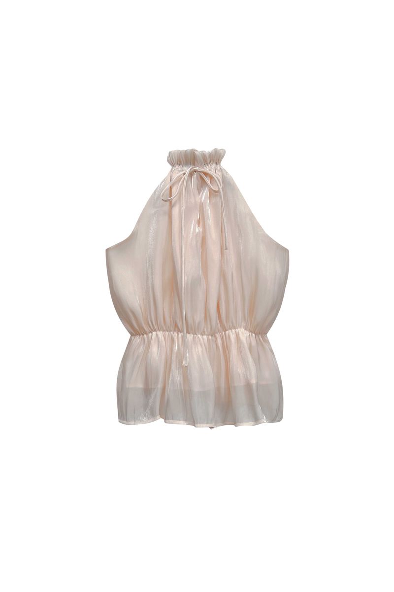 PEARL HALTERNECK TOP / IVORY