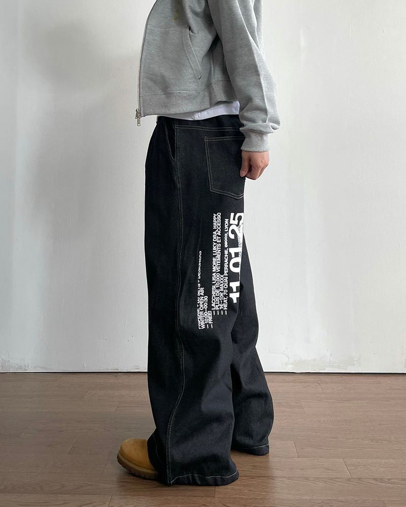 Leon Lettering Denim Pants