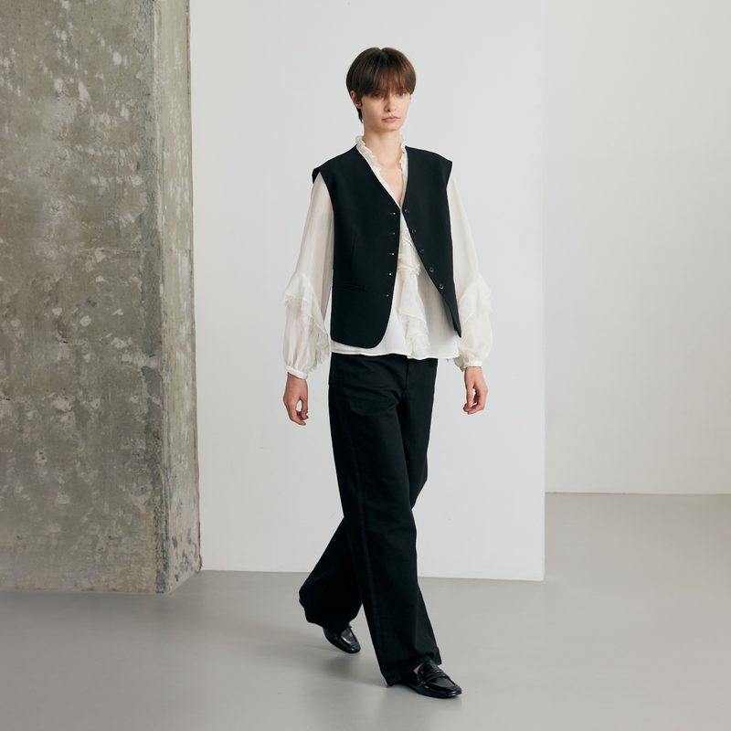 Relaxed Black Wide Jean - YW393