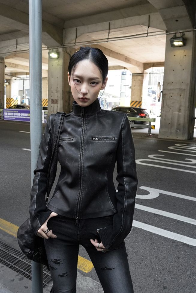 26FW★ ASHED CRACK LEATHER JACKET