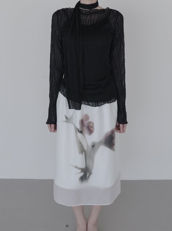 Riel Flower Ink Midi Skirt