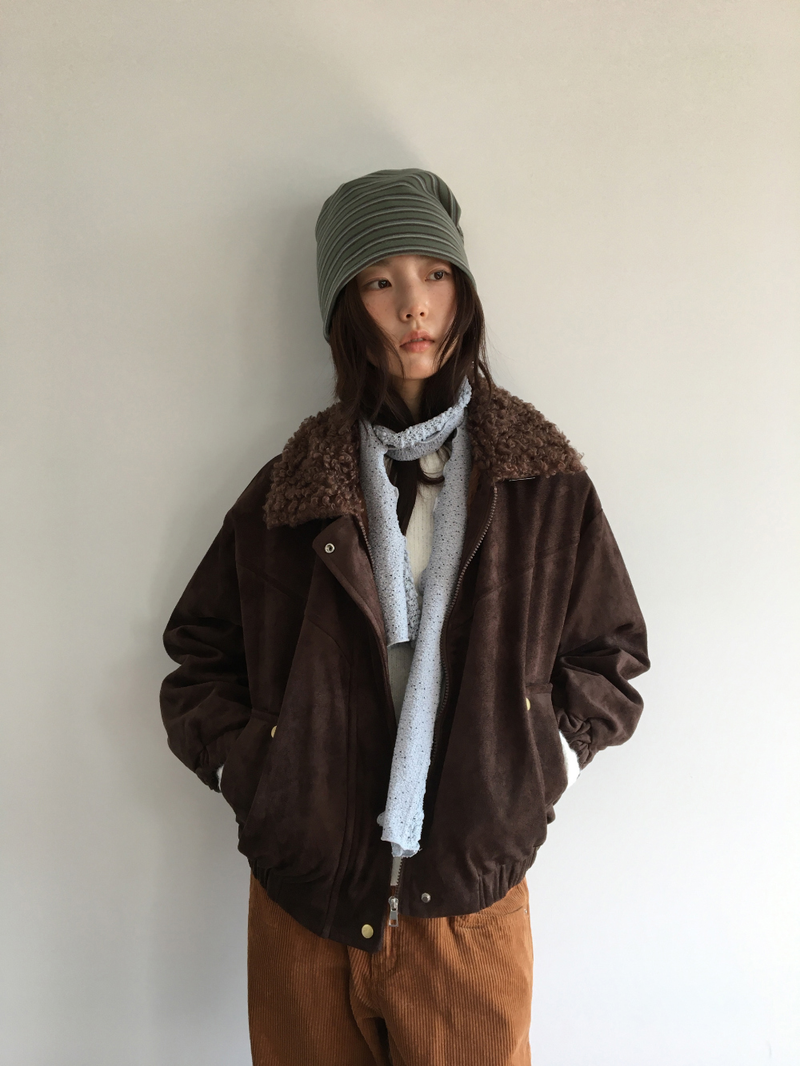 Roya Suede High-Neck Blouson (3color)