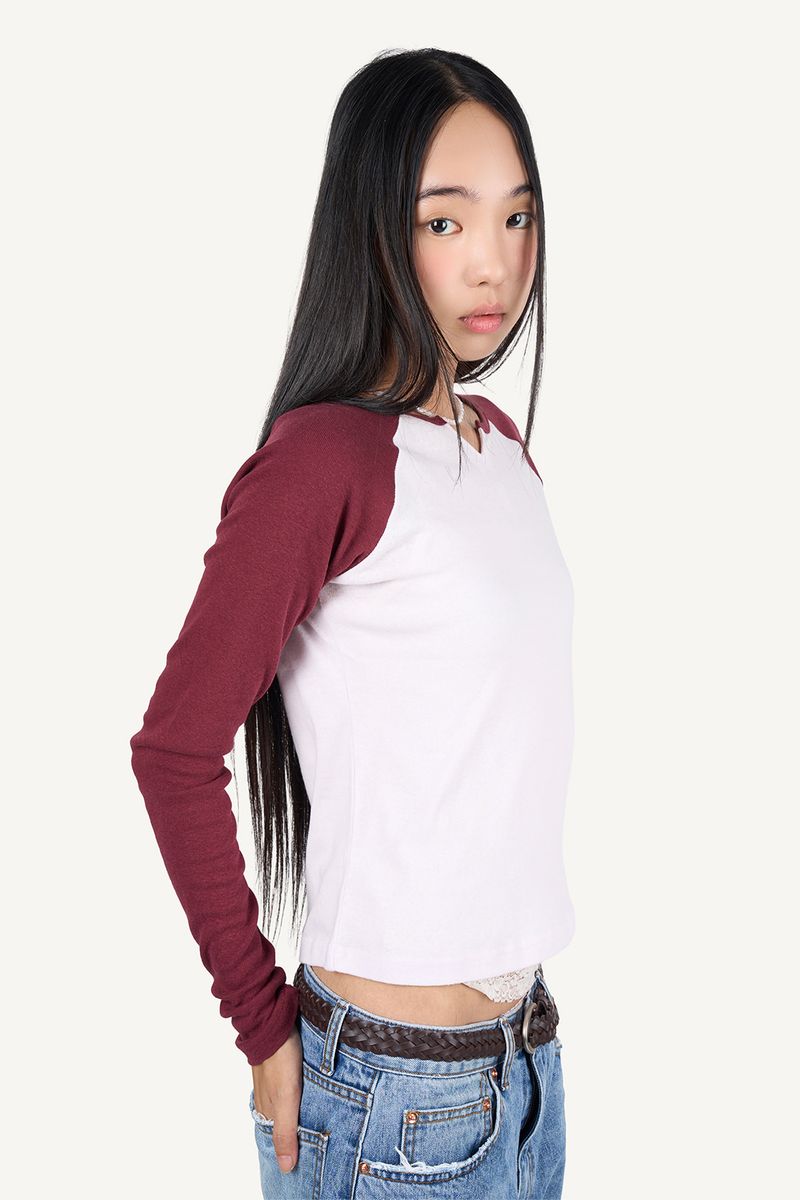 Peach Raglan Slim Long Sleeve