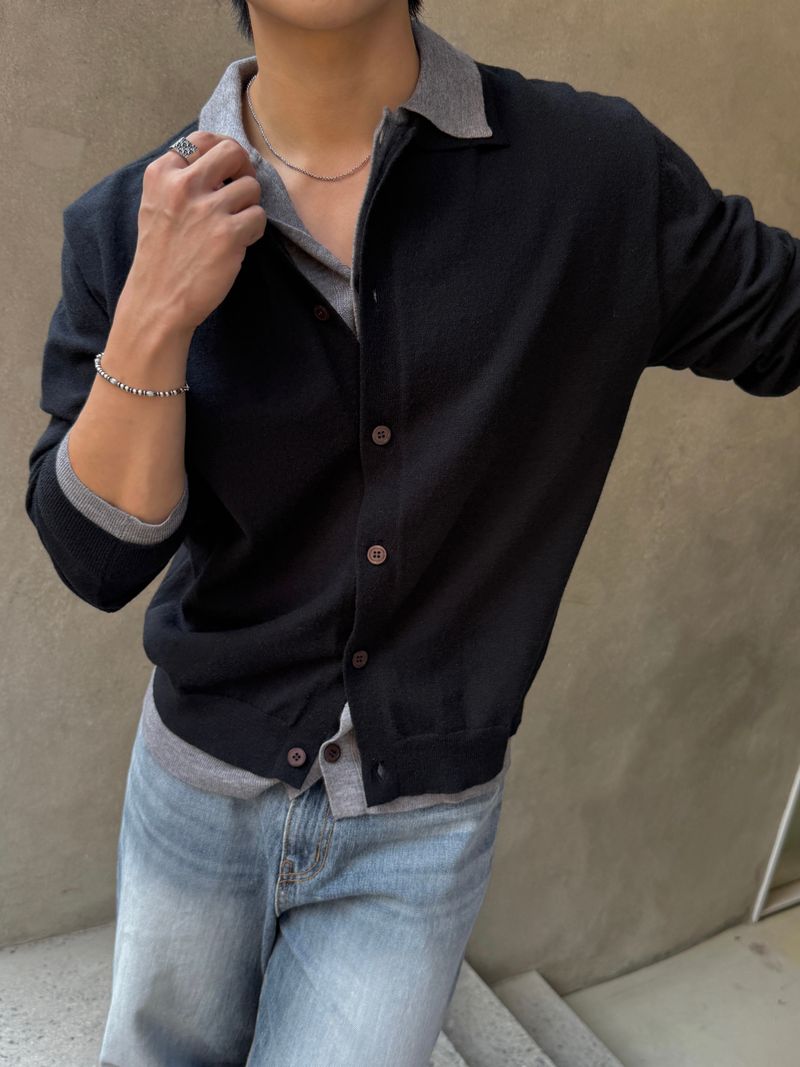 Mas layered collar cardigan