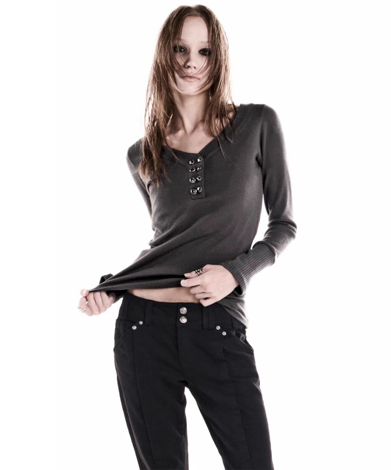 8-BUTTON HENLEY TOP KHAKI