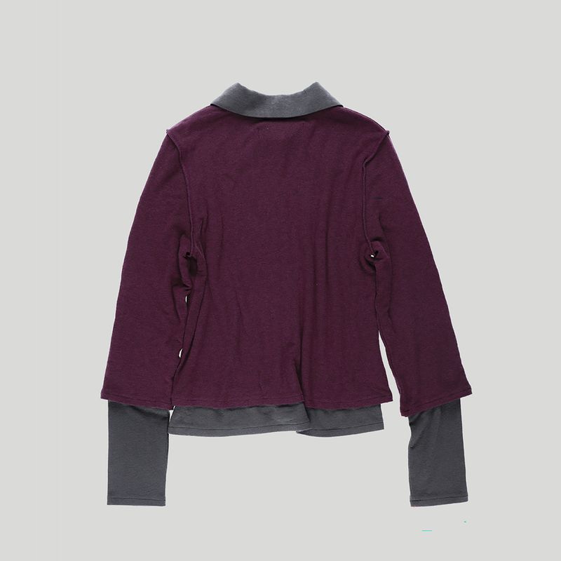 KNITTED LAYERED BUTTON LOOP SHIRT