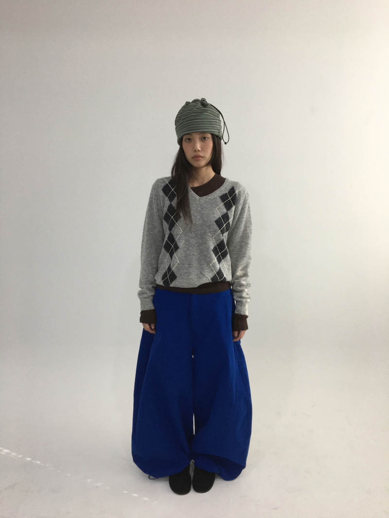 Fmang Mohair Argyle Knit (4color)