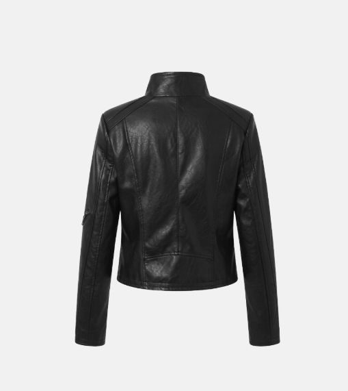 Cross Zip Leather Jacket