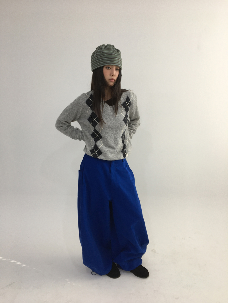 Fmang Mohair Argyle Knit (4color)