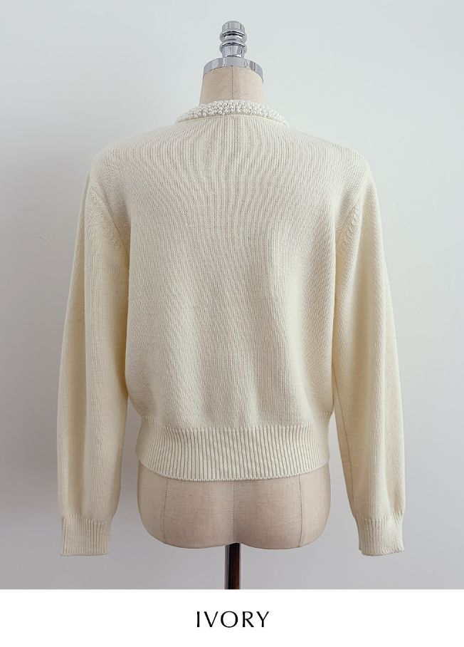 Swal Round Beads Knit Cardigan