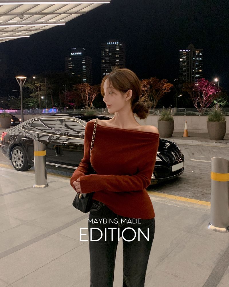 MADE. Dua shirred off-shoulder knit