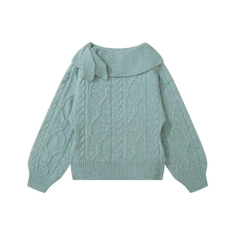 Ribbon Shawl-Collar Cable Knit