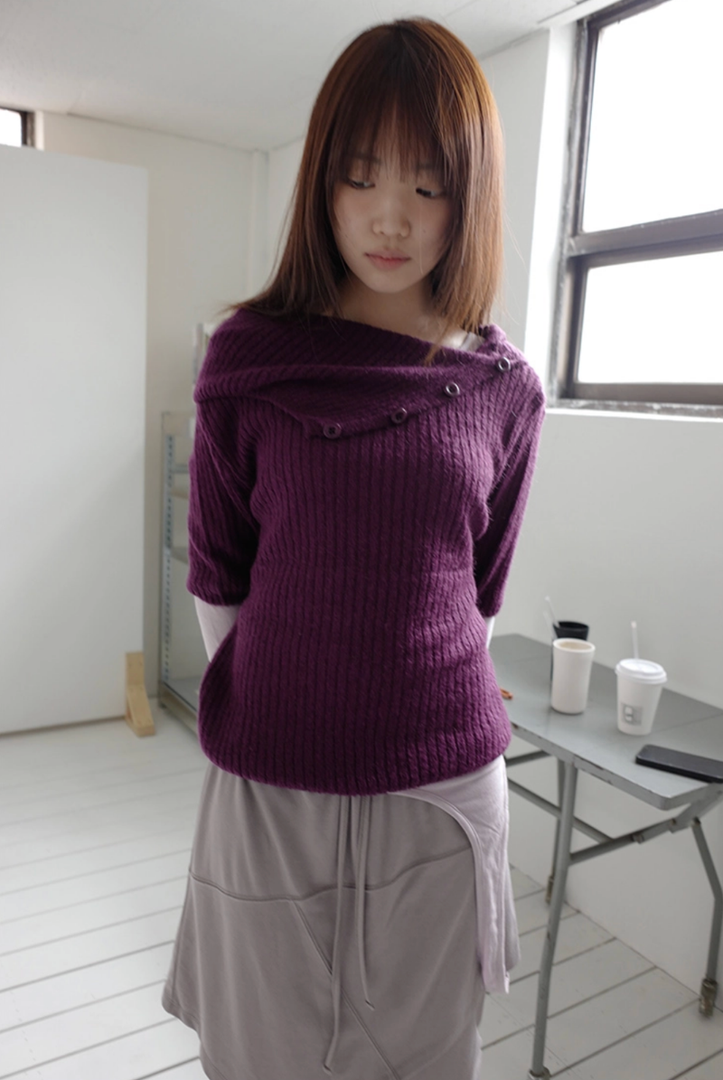 ネック ボタン ハーフ ニット (3c)