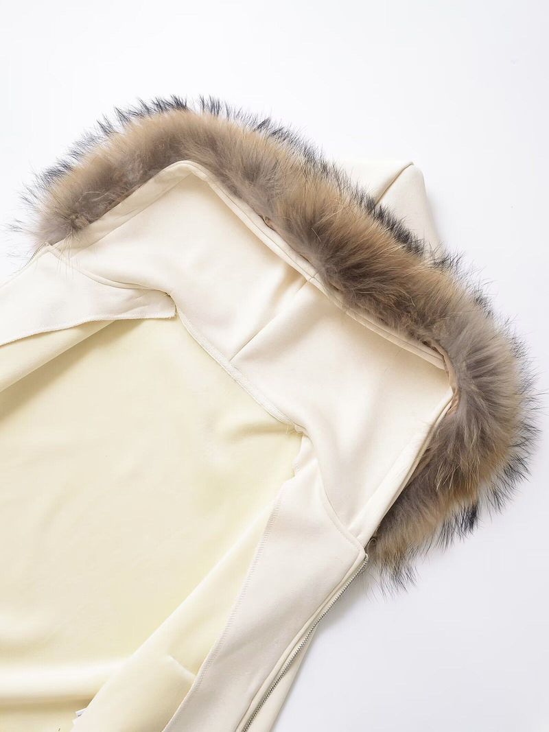 Basic Fur Hooded Zip-up