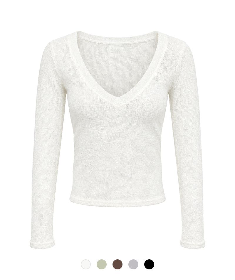 Cozy&Kitsch(コージーアンドキッチ)の「マヤVネックスリムニットTシャツ(トップス)」
